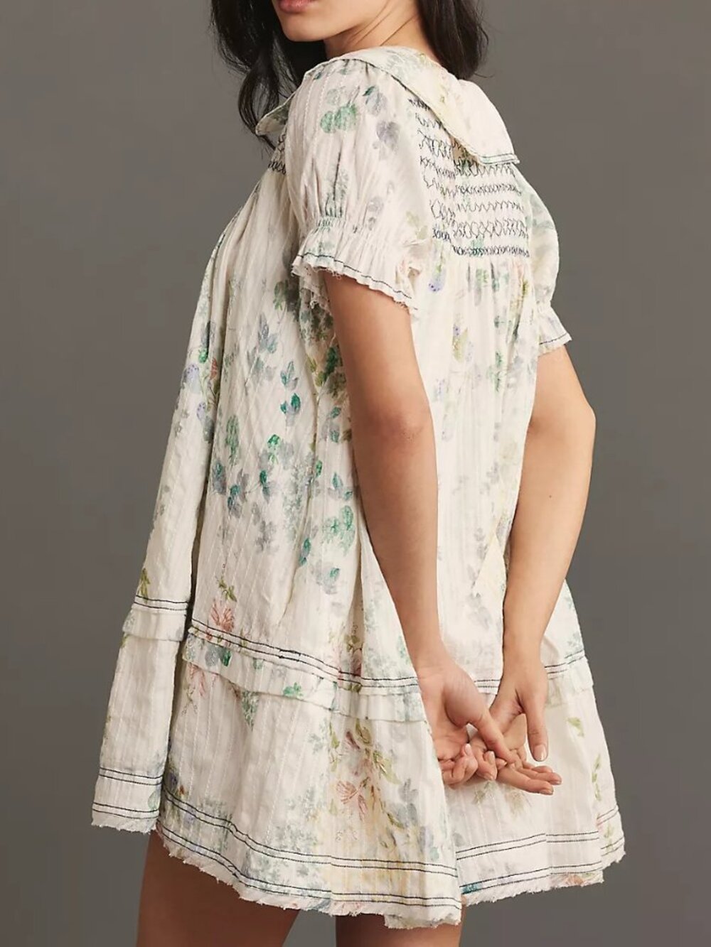 Anthropologie The Findley Puff-Sleeve Collared Mini Dress by Pilcro​ - Picture 3 of 6